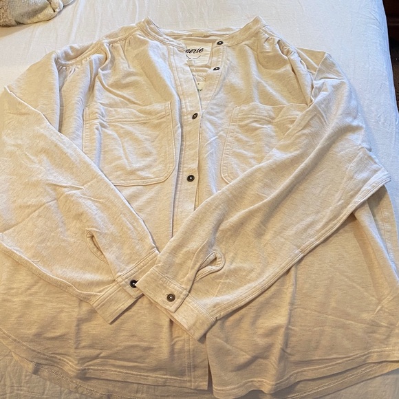 Aerie Cream Button Down Shirt - Picture 3 of 12